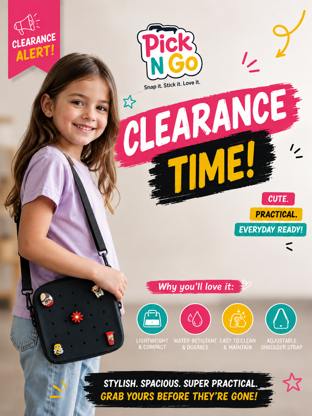 Shoulder Silicone Bag + 5 Free Pins
